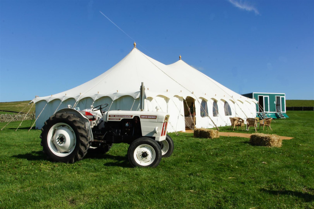 Posh Frocks and Wellies Marquee & David Brown Tractor